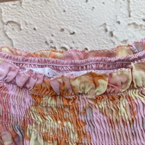 Astr floral print ruffle off- shoulder mini dress smocked bodice size M - Picture 7 of 10